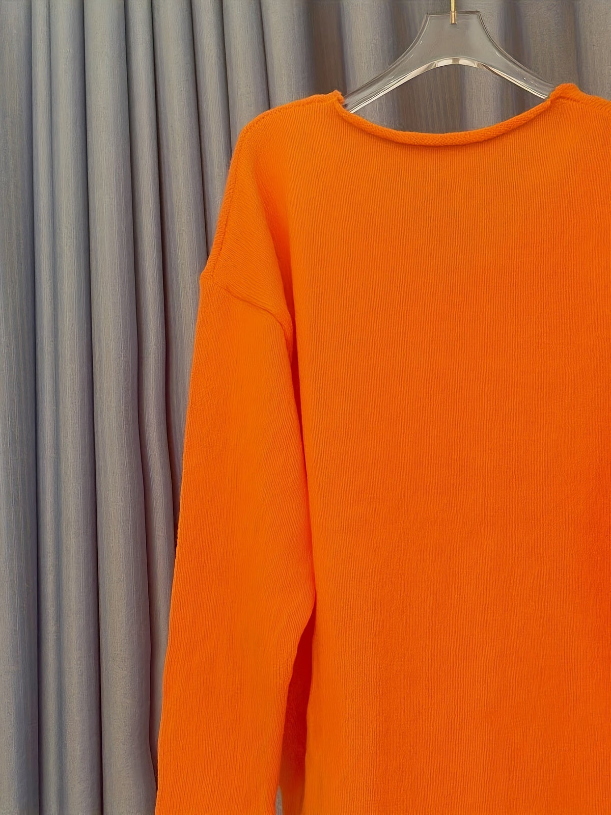 Women's Oversized V-Neck Sweater with Pattern