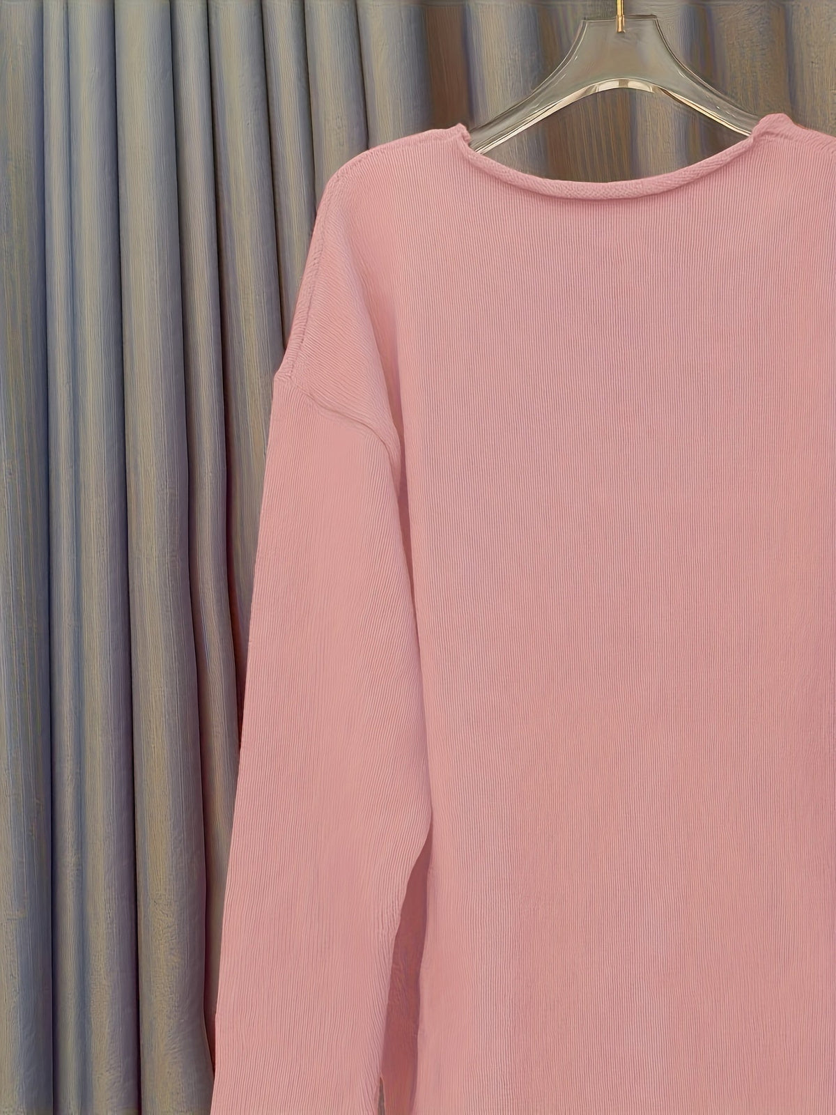 Women's Oversized V-Neck Sweater with Pattern