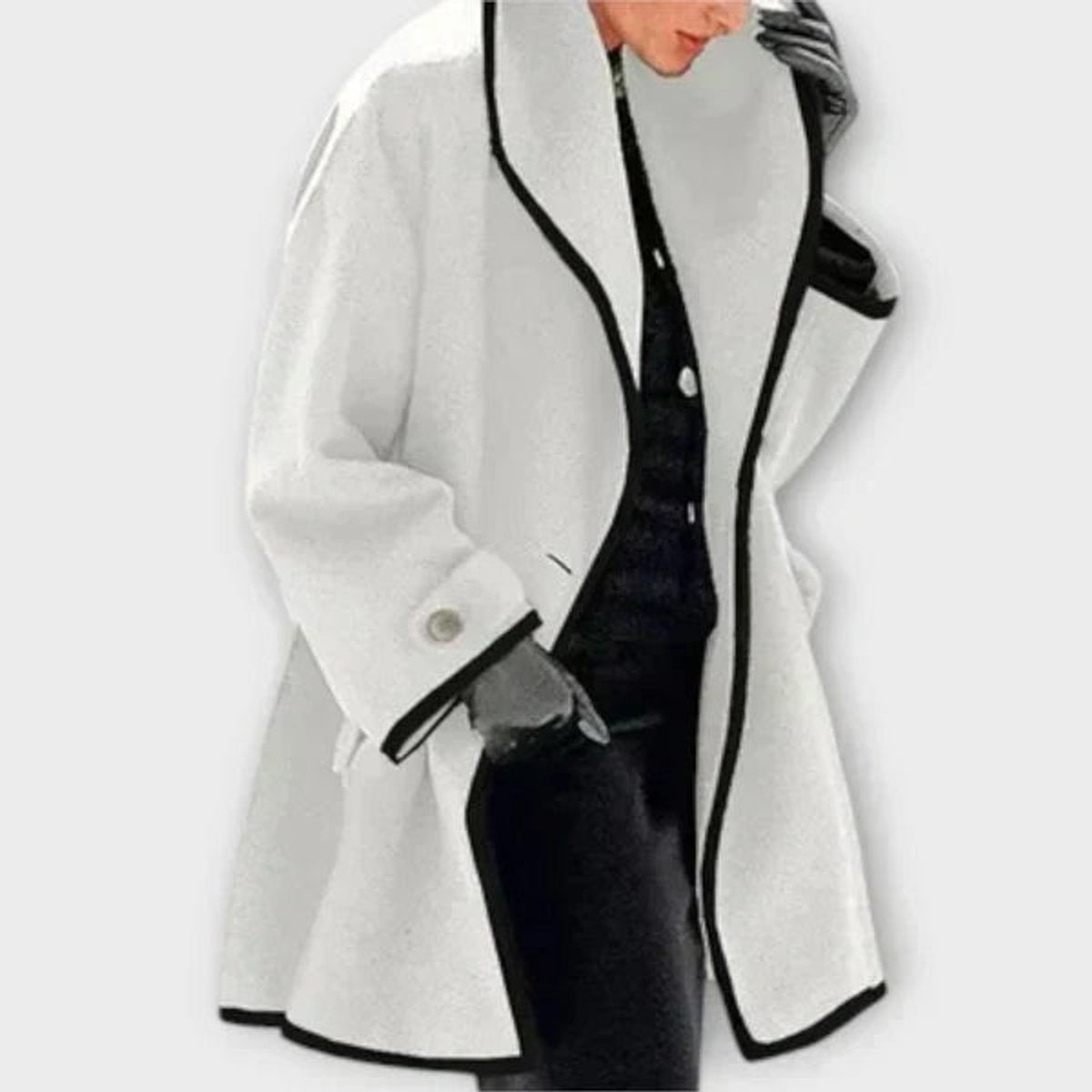 Women's Oversized Wool-Blend Swing Coat with Contrast Trim