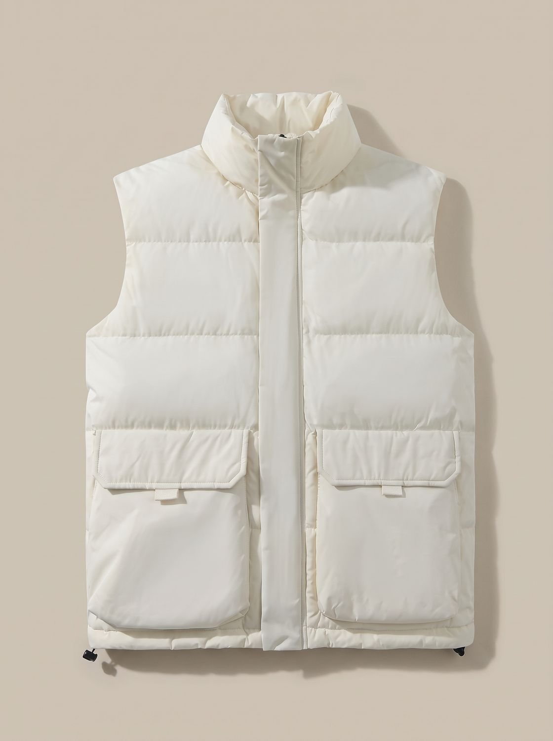 Women's Quilted High-Neck Zip-Up Puffer Vest with Flap Pockets