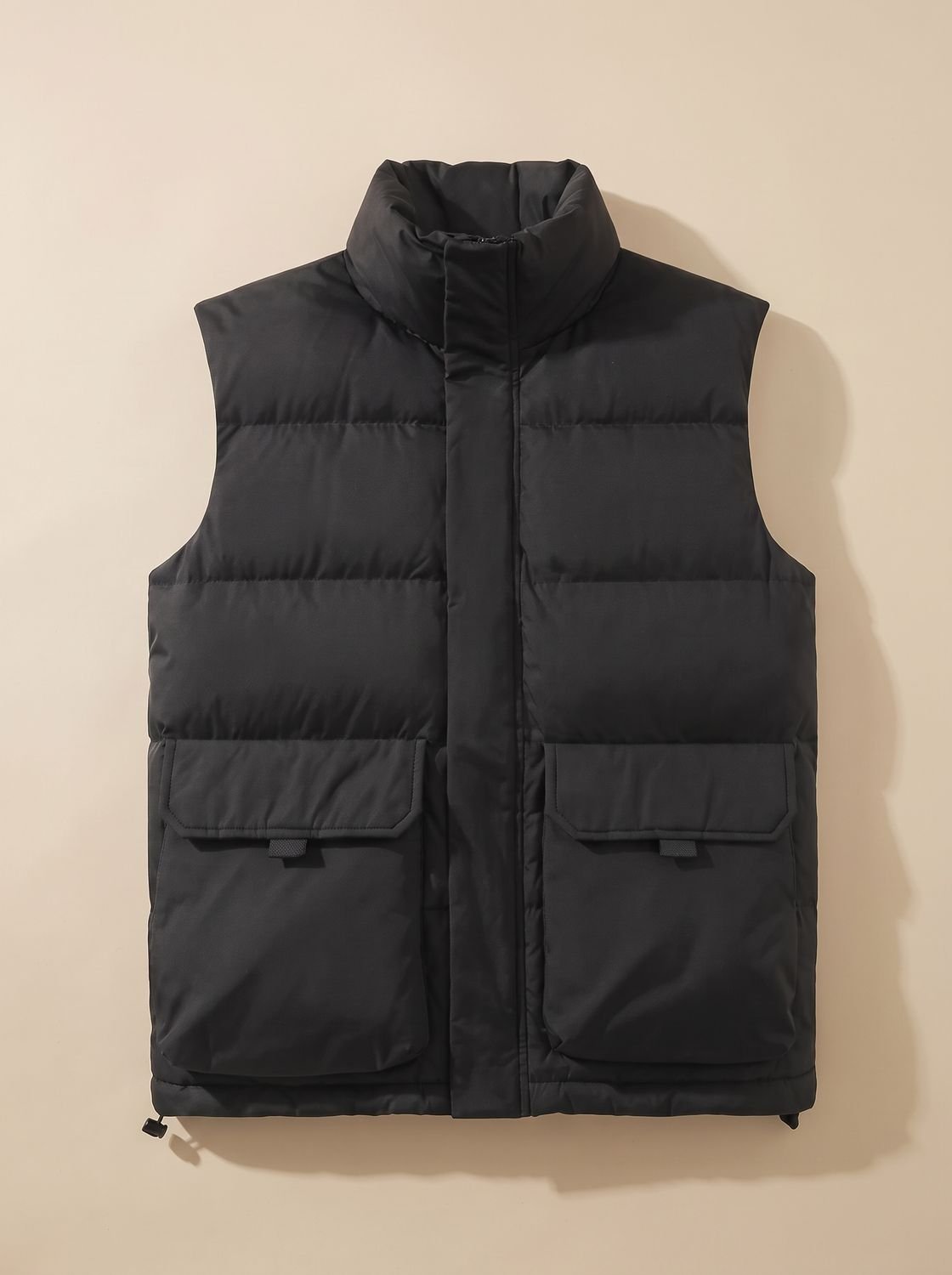 Women's Quilted High-Neck Zip-Up Puffer Vest with Flap Pockets