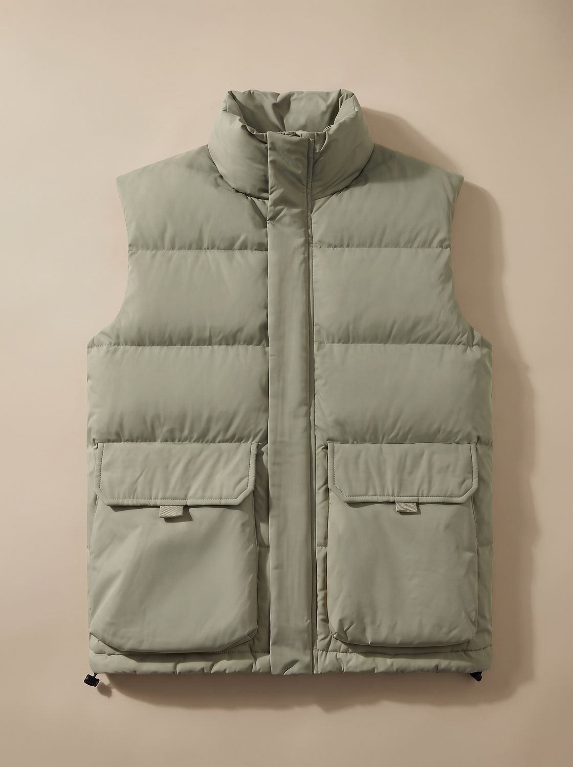 Women's Quilted High-Neck Zip-Up Puffer Vest with Flap Pockets