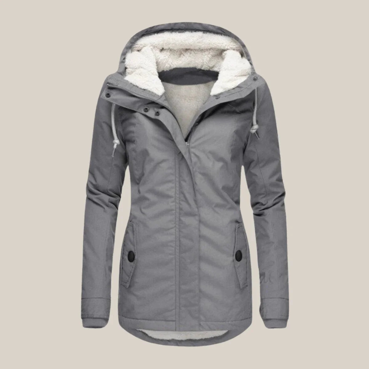 Women's Quilted Winter Coat with Sherpa Fleece Lined Hood