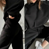 Women's Relaxed Cargo Pocket Hoodie and Jogger Set