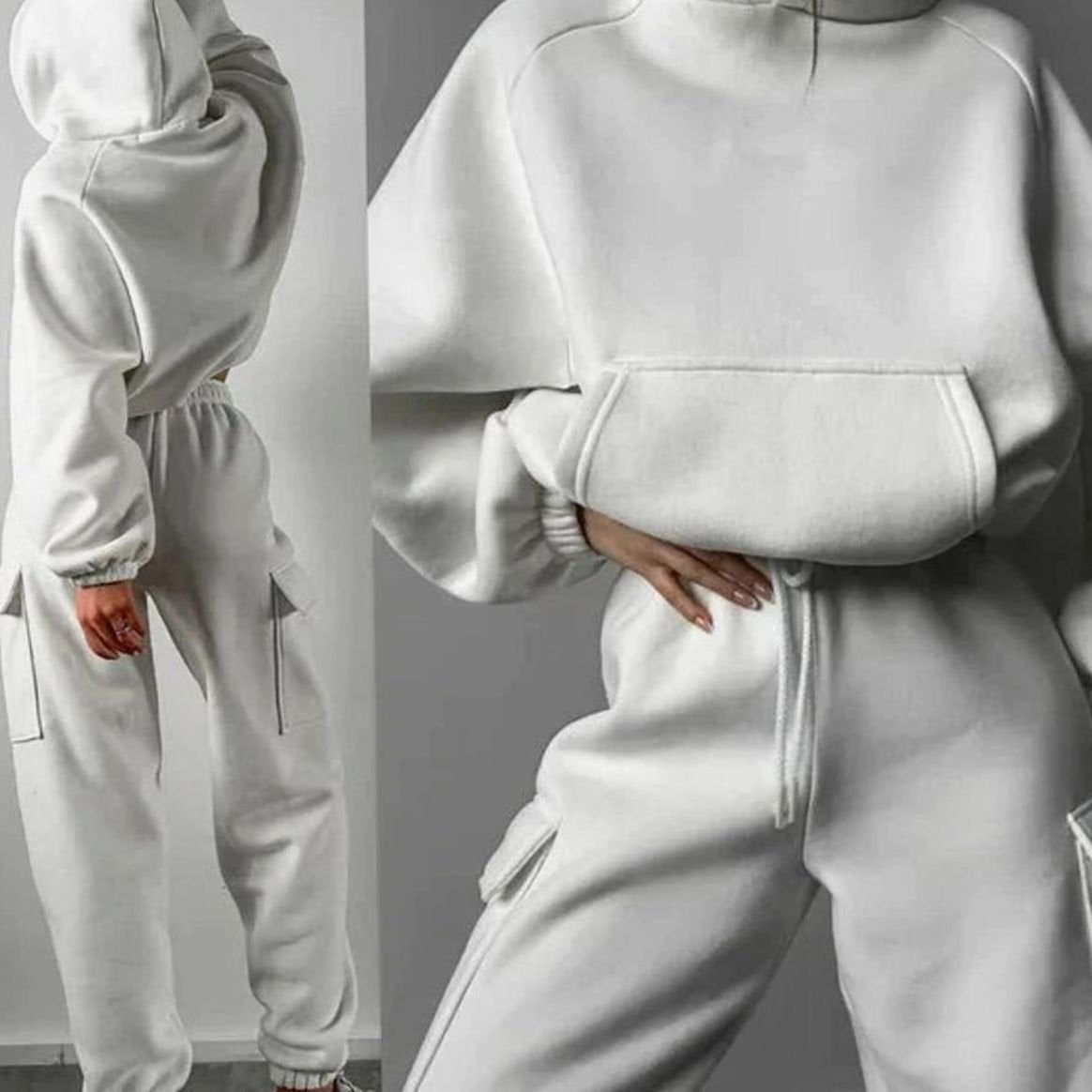 Women's Relaxed Cargo Pocket Hoodie and Jogger Set