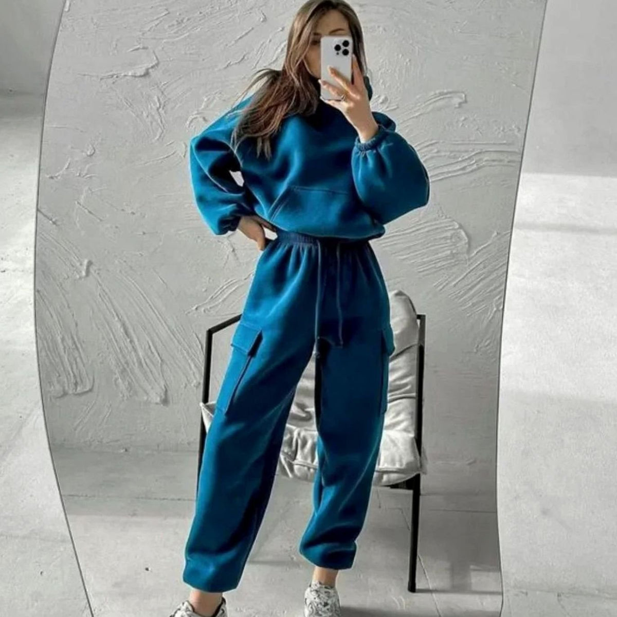 Women's Relaxed Cargo Pocket Hoodie and Jogger Set