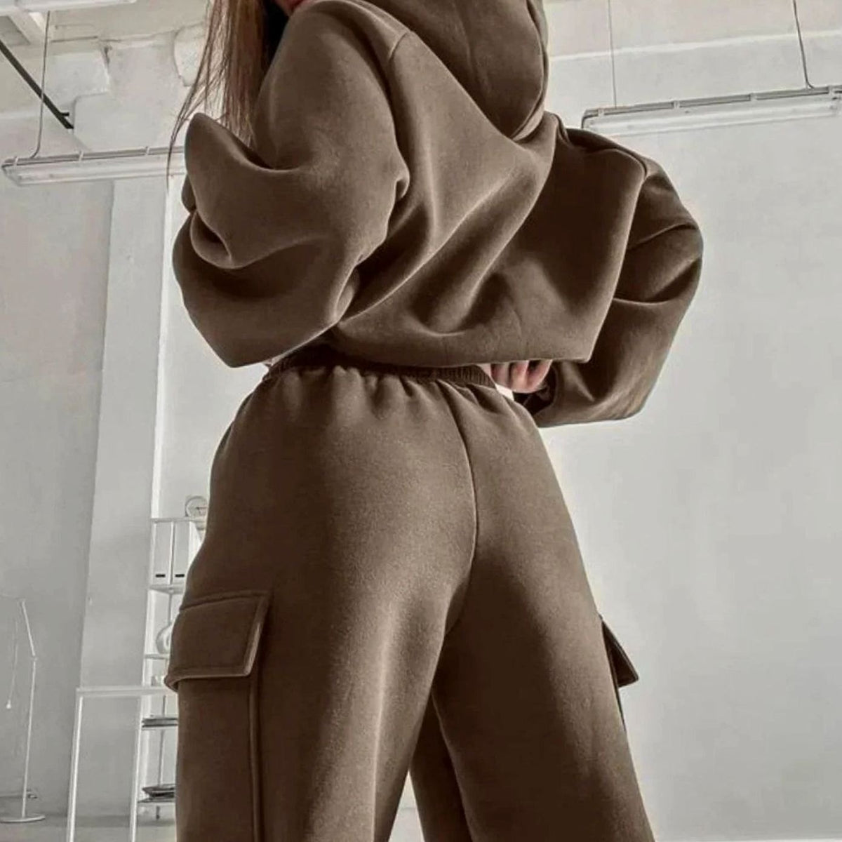 Women's Relaxed Cargo Pocket Hoodie and Jogger Set