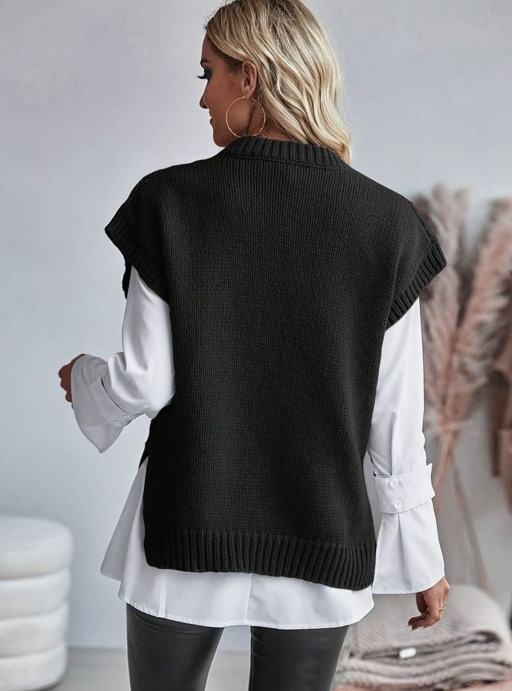 Women's Relaxed-Fit Cable-Knit Sweater Vest Pullover