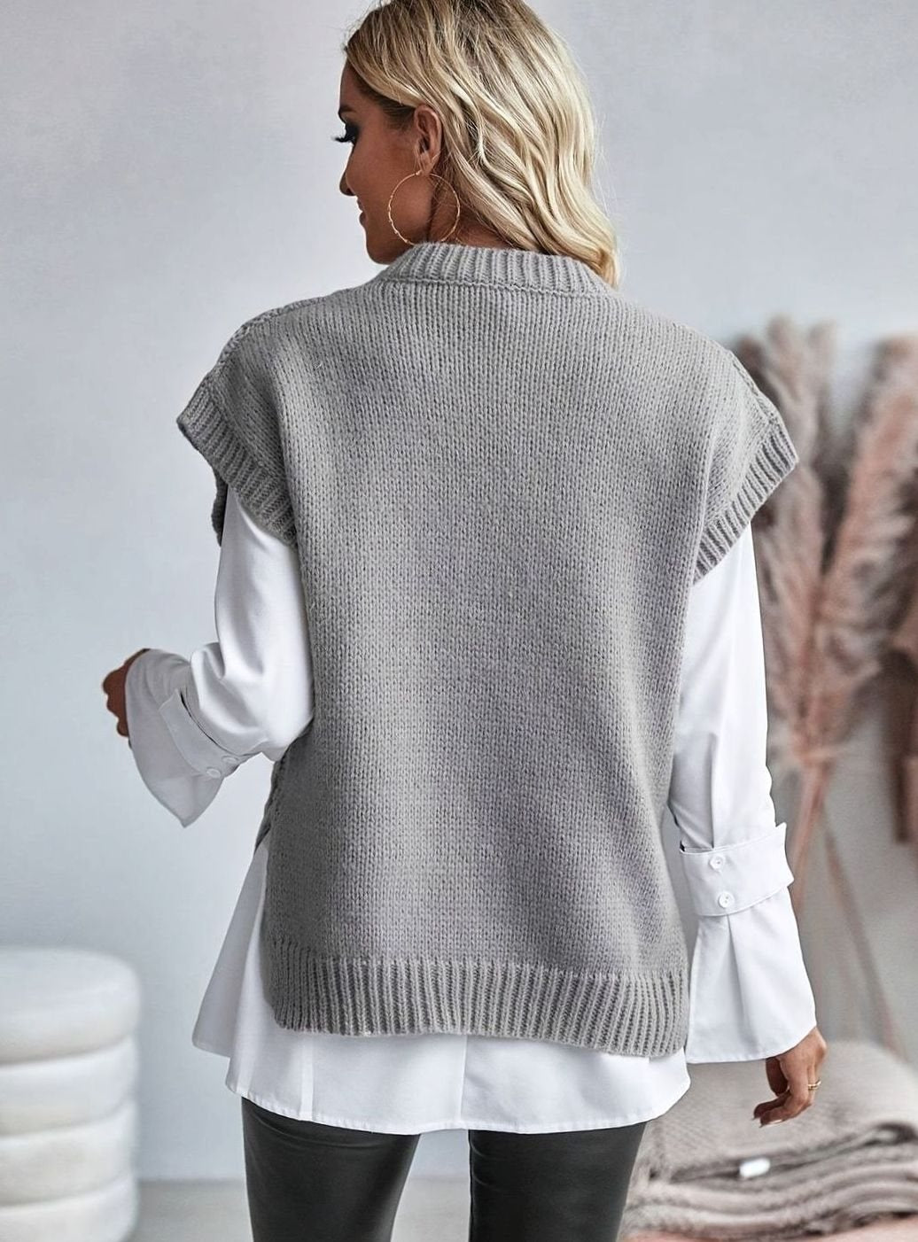Women's Relaxed-Fit Cable-Knit Sweater Vest Pullover