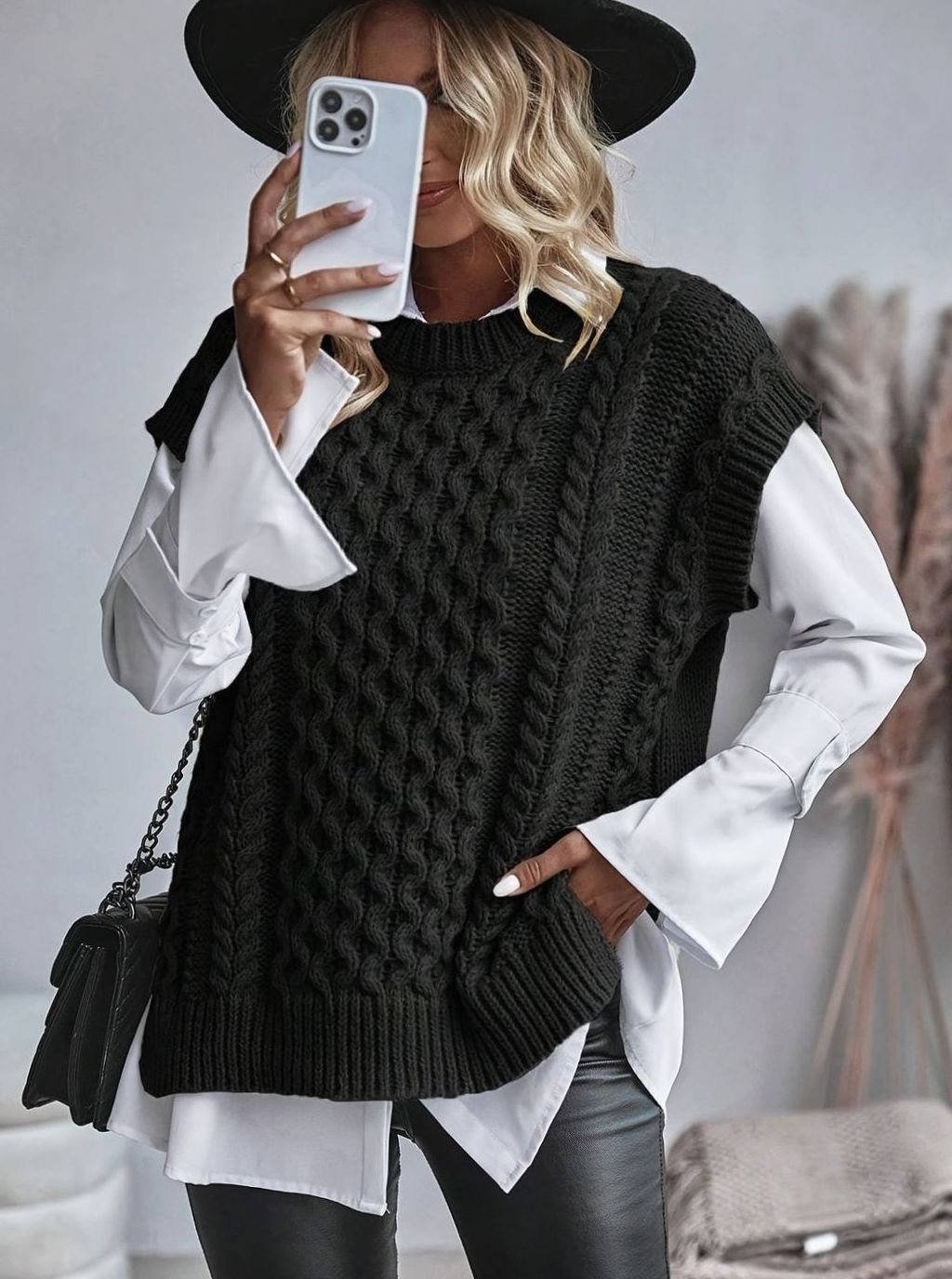 Women's Relaxed-Fit Cable-Knit Sweater Vest Pullover