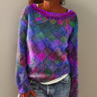 Women's Relaxed-Fit Diamond Argyle Knit Sweater