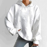 Women's Relaxed-Fit Star-Embossed Drawstring Hoodie Sweatshirt