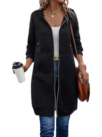 Women's Long Zip-Up Fleece Hoodie Jacket