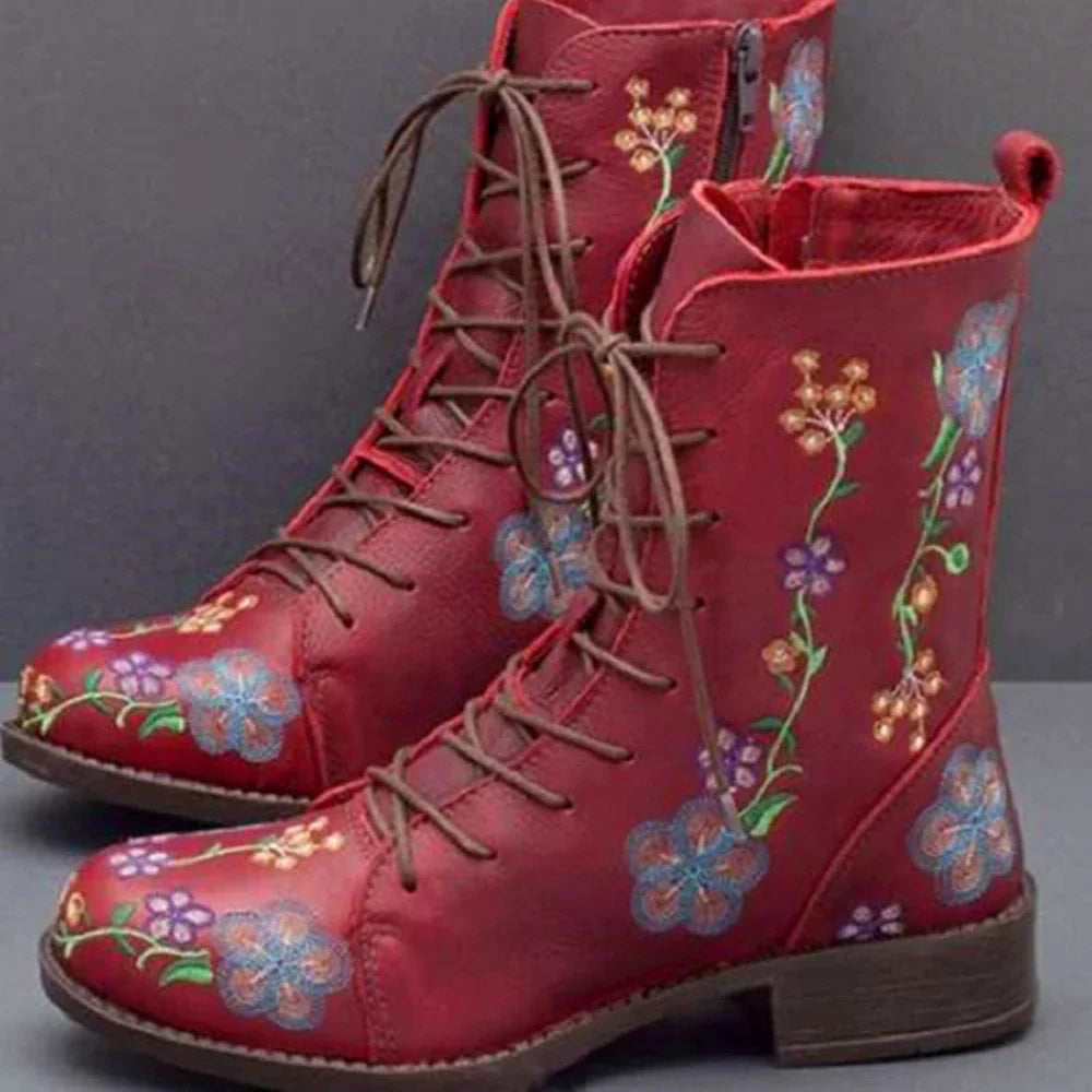 Women's Retro Boots with Ethnic Embroidery
