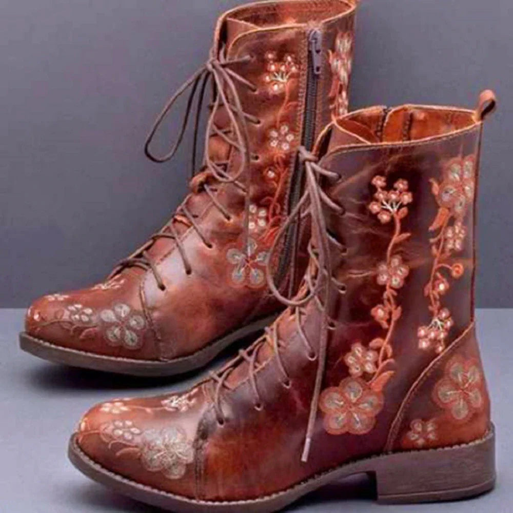 Women's Retro Boots with Ethnic Embroidery