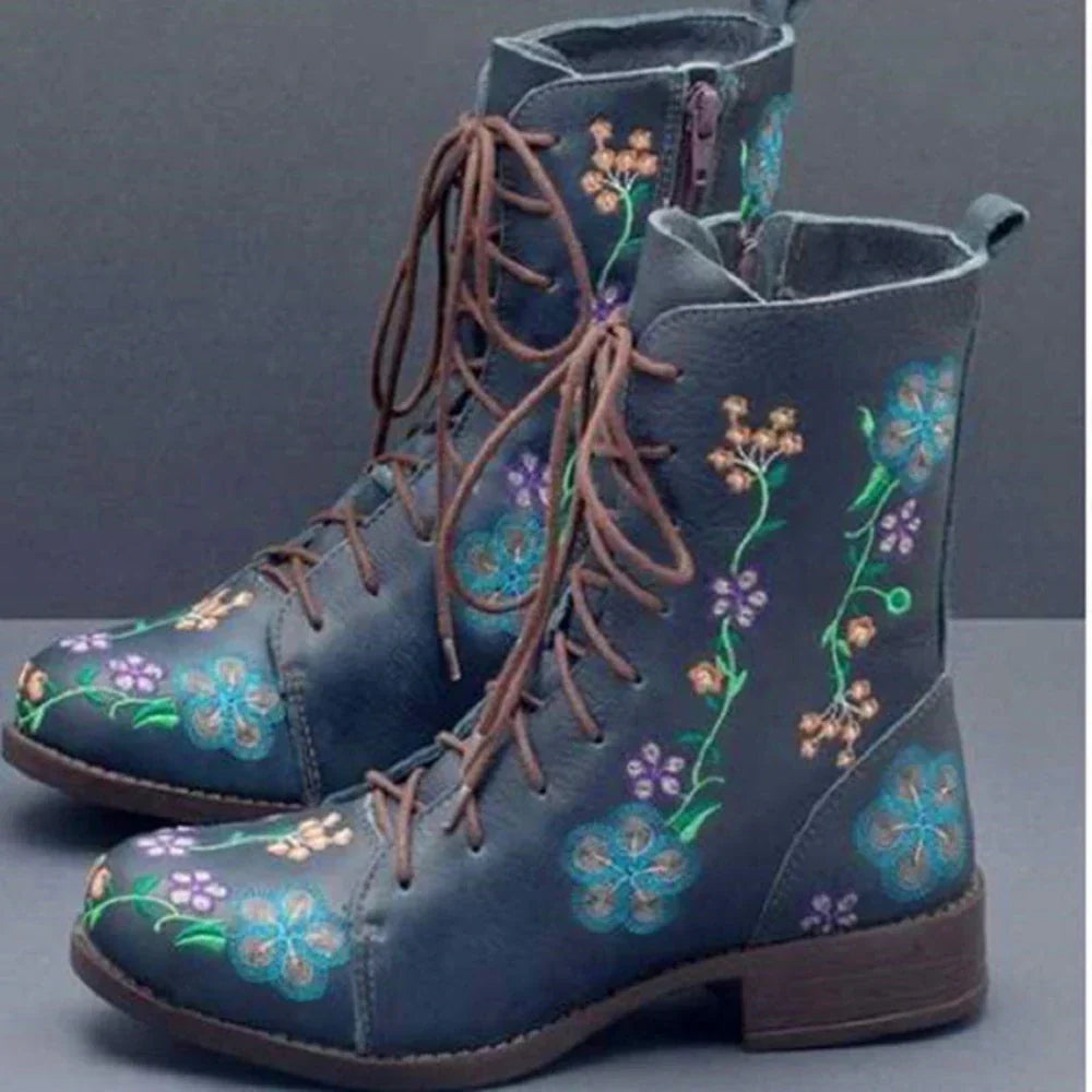 Women's Retro Boots with Ethnic Embroidery