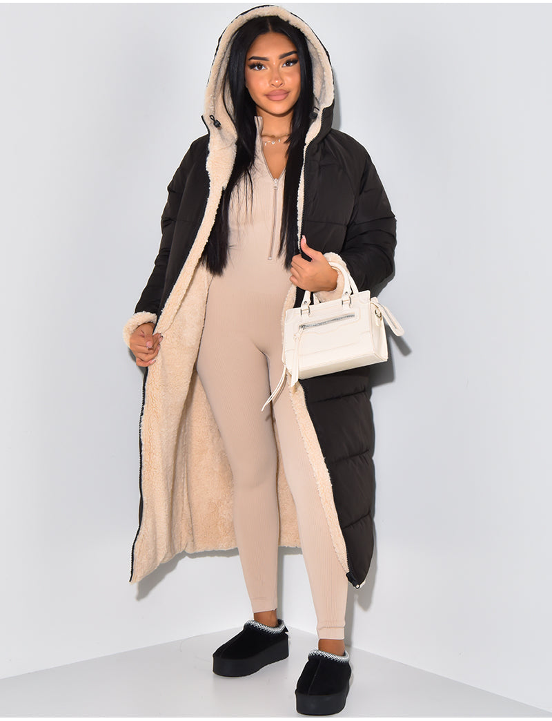 Women's Reversible Winter Jacket with Two Looks in One