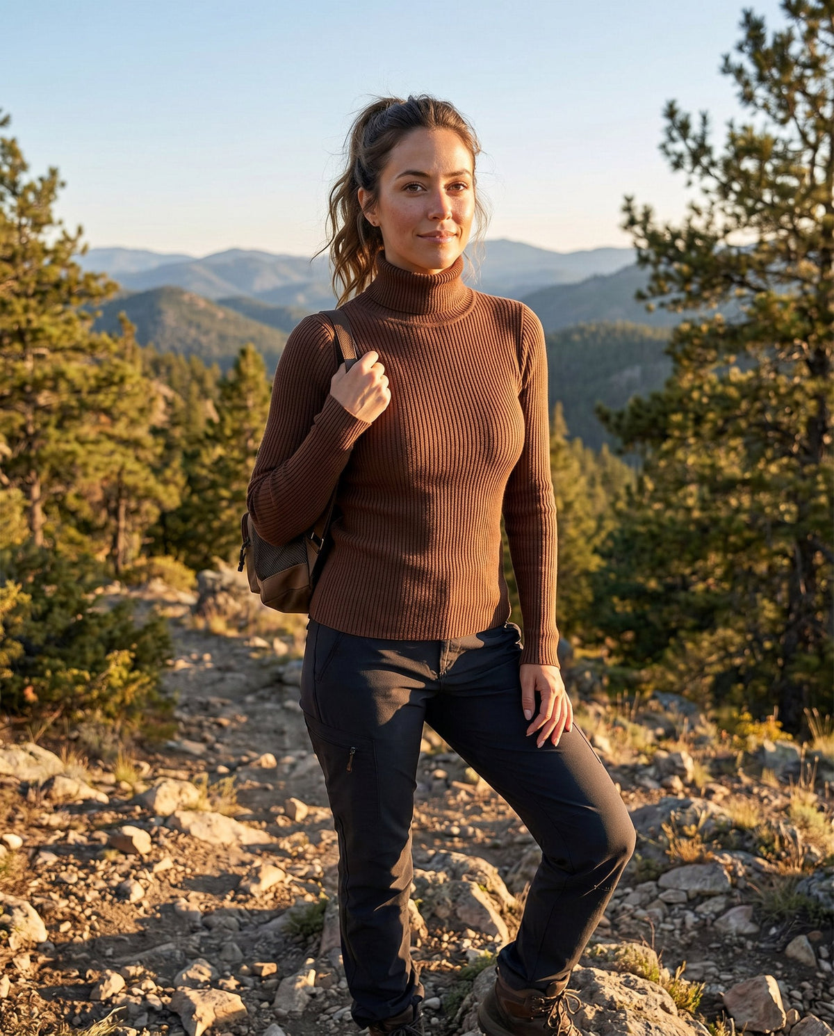 Women's Ribbed Turtleneck Lightweight Knit Sweater