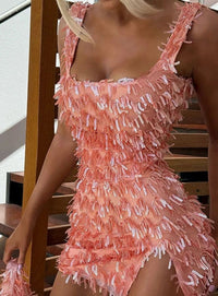 Women's Sequin Tassel Mini Christmas Party Dress