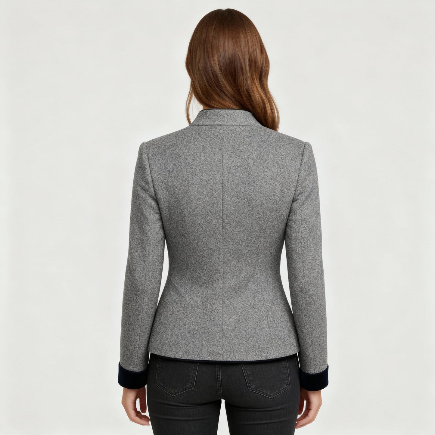 Women's Short Jacket with Multi-Button Placket and Color Accents | Charly Fashion