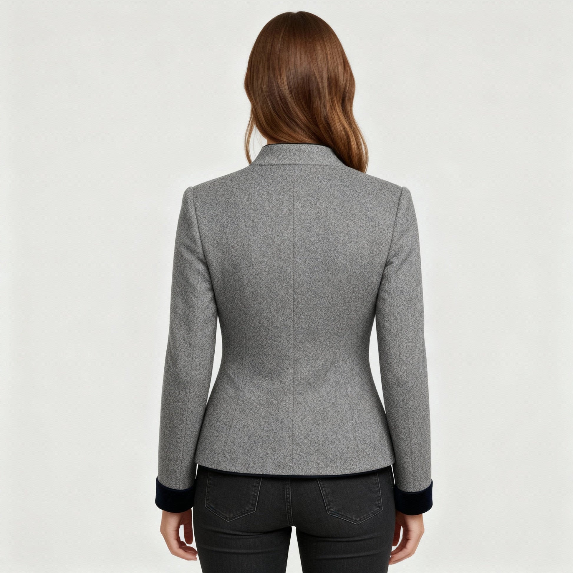Women's Short Jacket with Multi-Button Placket and Color Accents | Charly Fashion