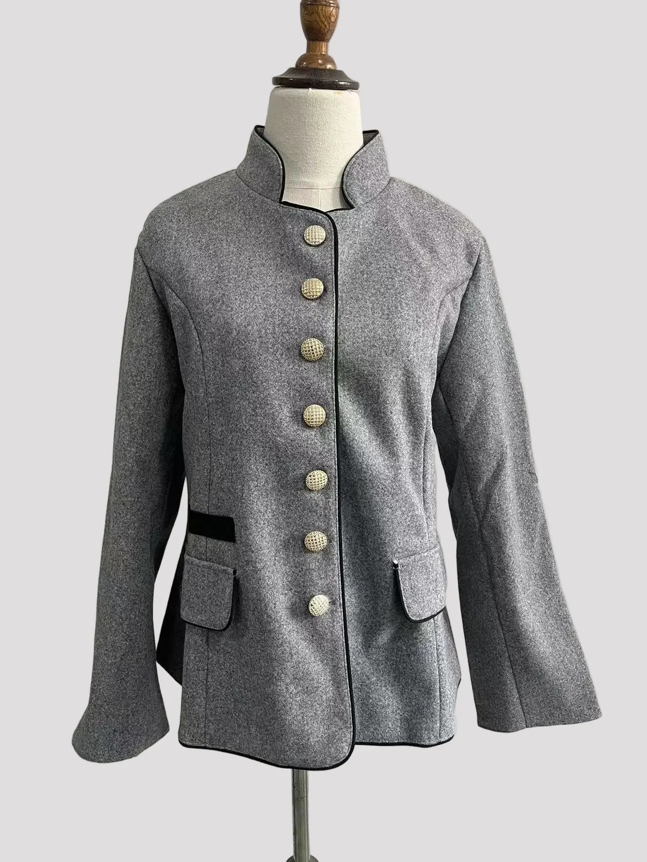 Women's Short Jacket with Multi-Button Placket and Color Accents | Charly Fashion