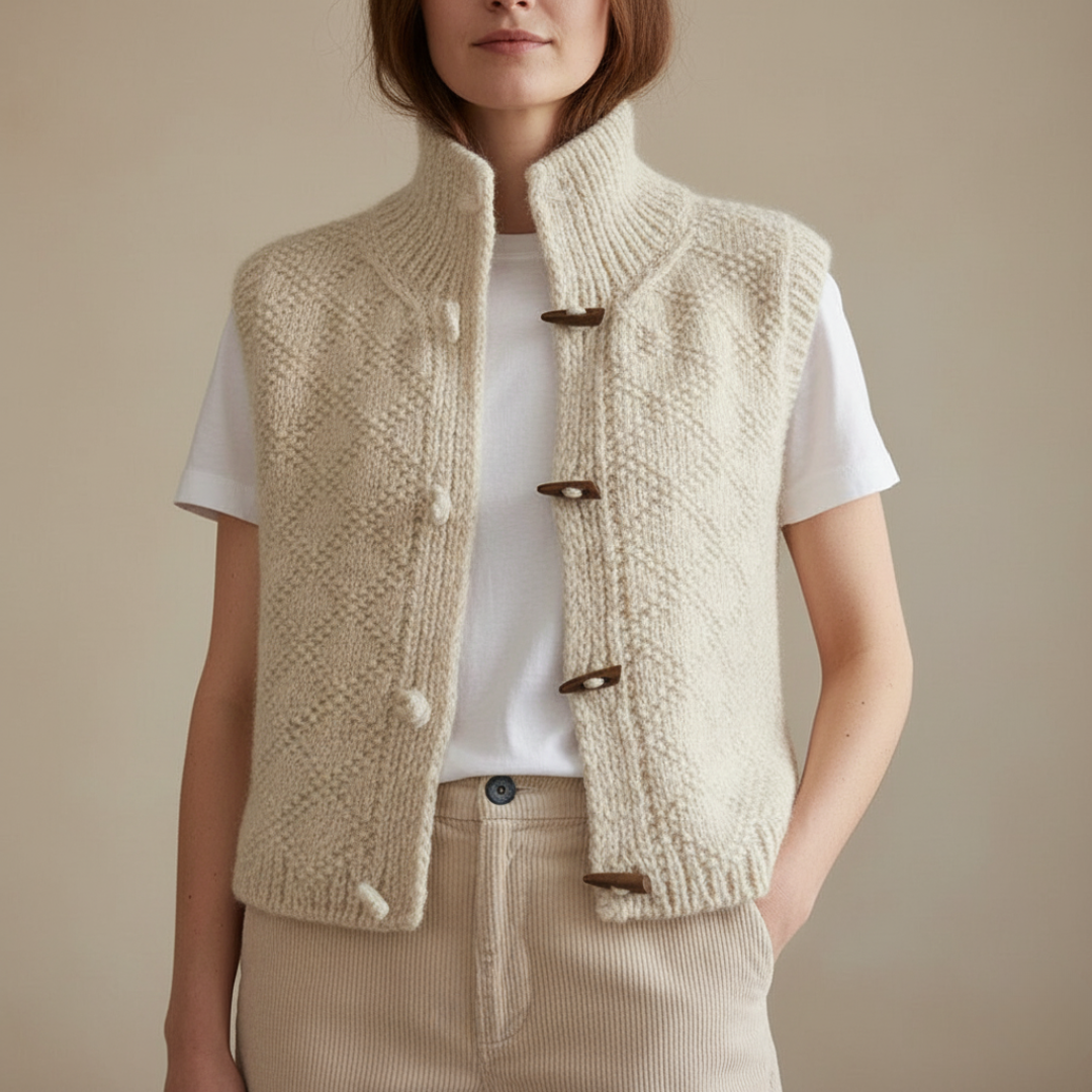 Women's Sleeveless Wool-Blend Cardigan - Warm, Casual Button-Up Layering Vest
