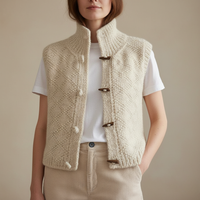 Women's Sleeveless Wool-Blend Cardigan - Warm, Casual Button-Up Layering Vest
