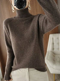 Women's Soft Merino Wool Turtleneck Knit Sweater