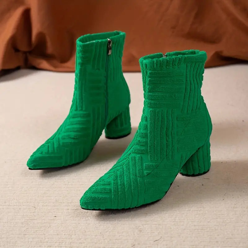 Women's Solid Colour Boots with Block Heel