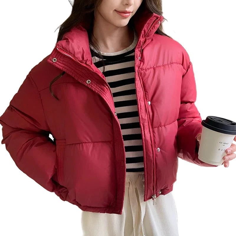 Women's Stand Collar Winter Cropped Puffer Jacket