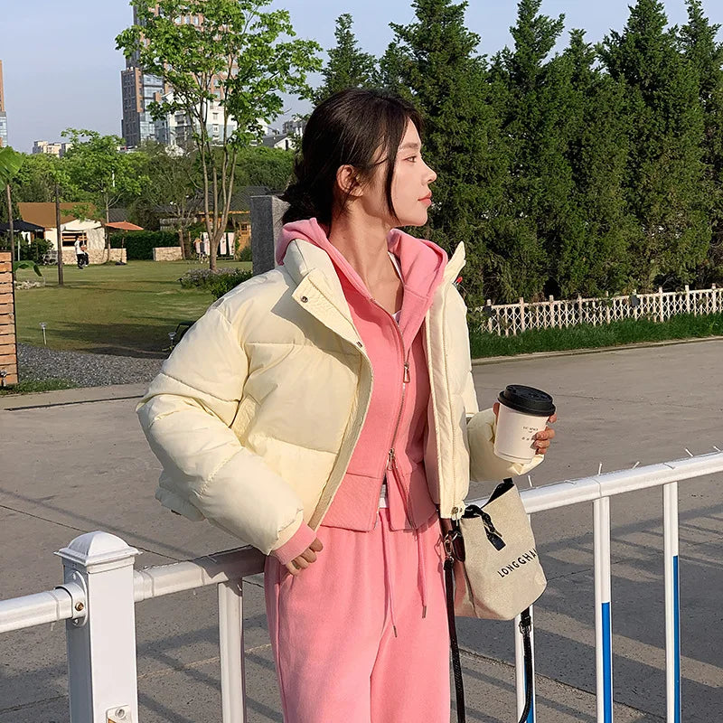 Women's Stand Collar Winter Cropped Puffer Jacket