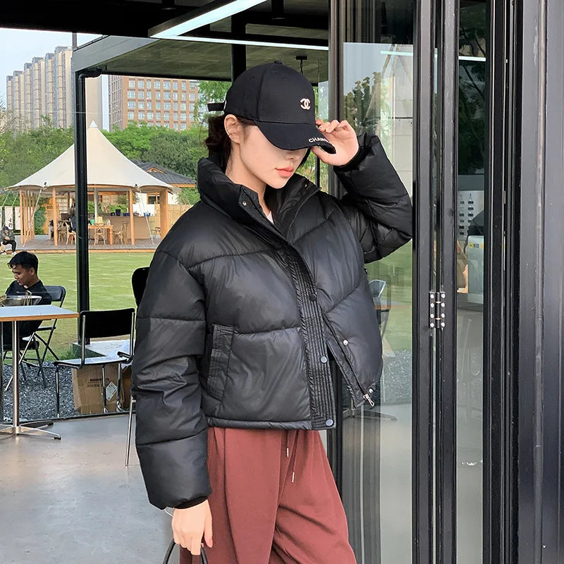 Women's Stand Collar Winter Cropped Puffer Jacket