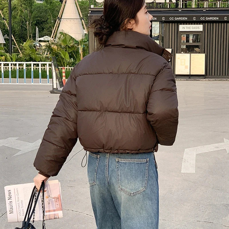 Women's Stand Collar Winter Cropped Puffer Jacket
