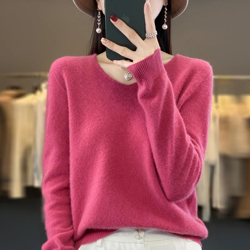 Women's V-Neck Wool Sweater
