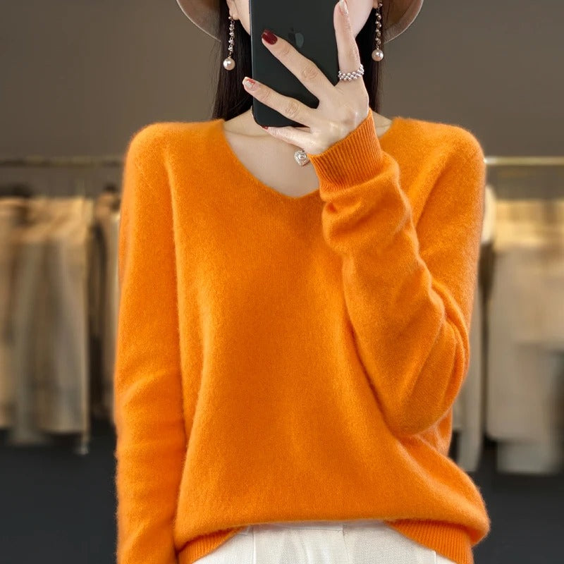 Women's V-Neck Wool Sweater