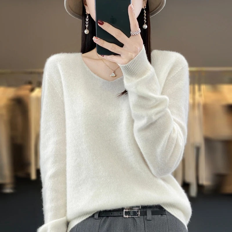 Women's V-Neck Wool Sweater