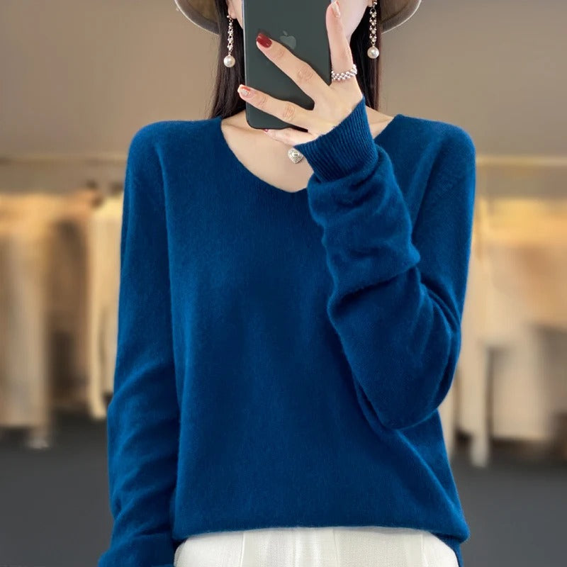 Women's V-Neck Wool Sweater