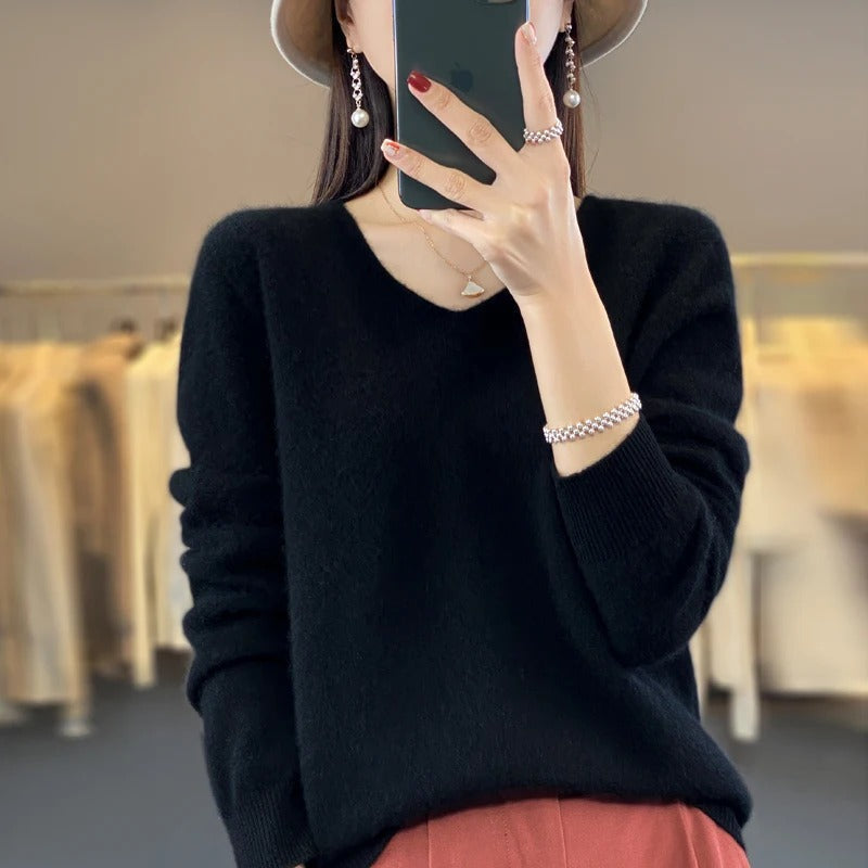 Women's V-Neck Wool Sweater
