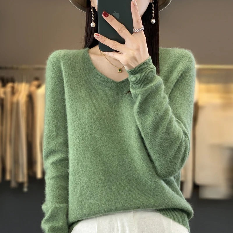 Women's V-Neck Wool Sweater