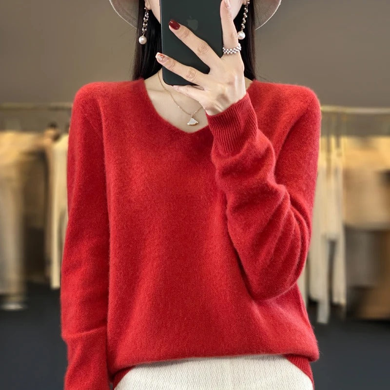 Women's V-Neck Wool Sweater