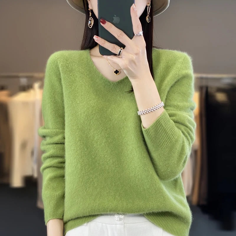 Women's V-Neck Wool Sweater