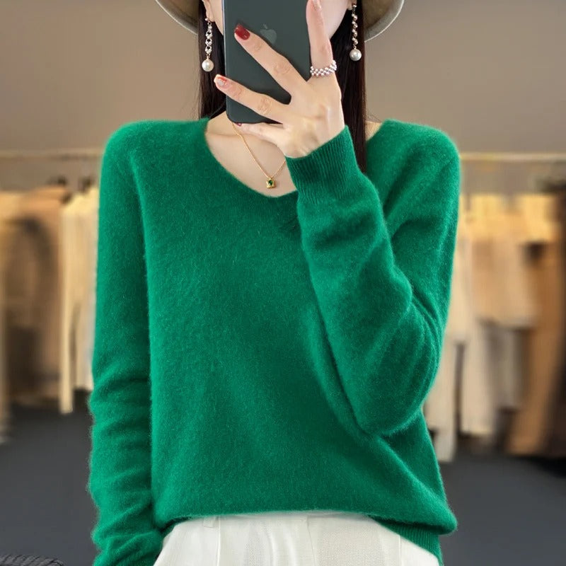 Women's V-Neck Wool Sweater