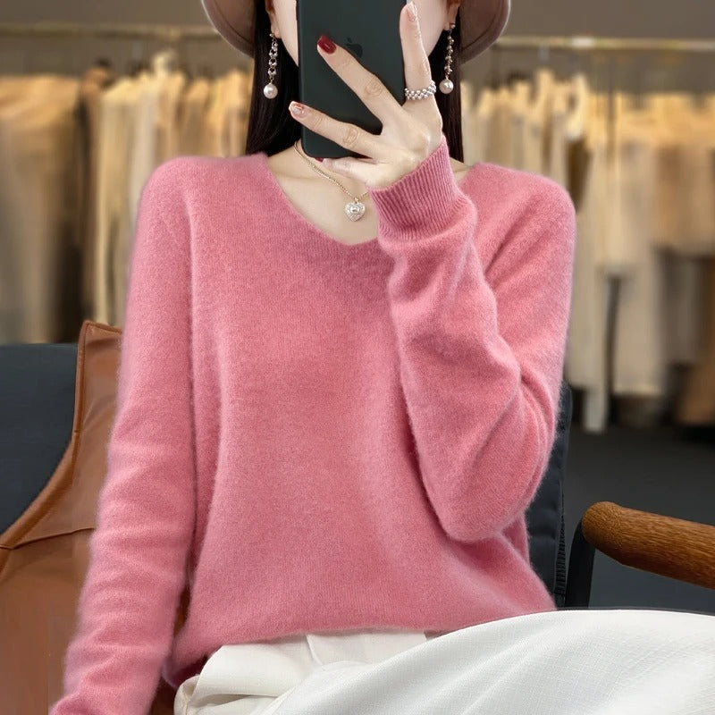 Women's V-Neck Wool Sweater