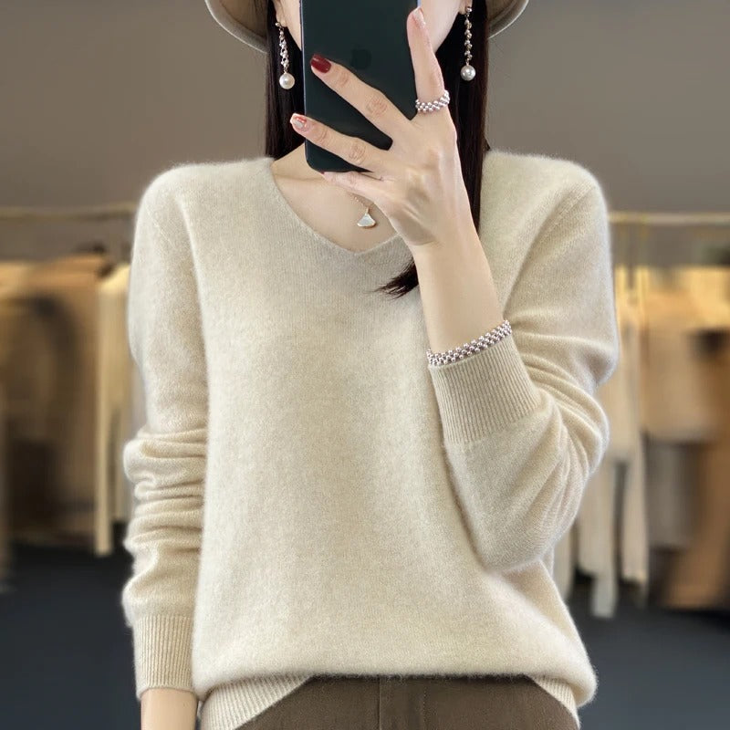 Women's V-Neck Wool Sweater