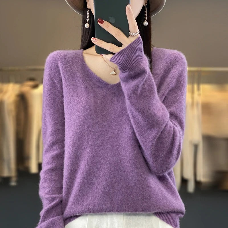 Women's V-Neck Wool Sweater