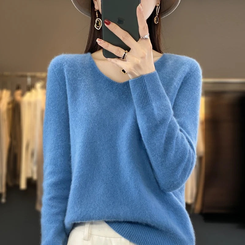 Women's V-Neck Wool Sweater