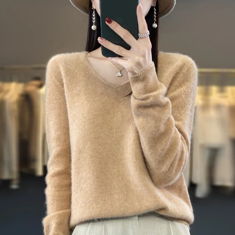 Women's V-Neck Wool Sweater