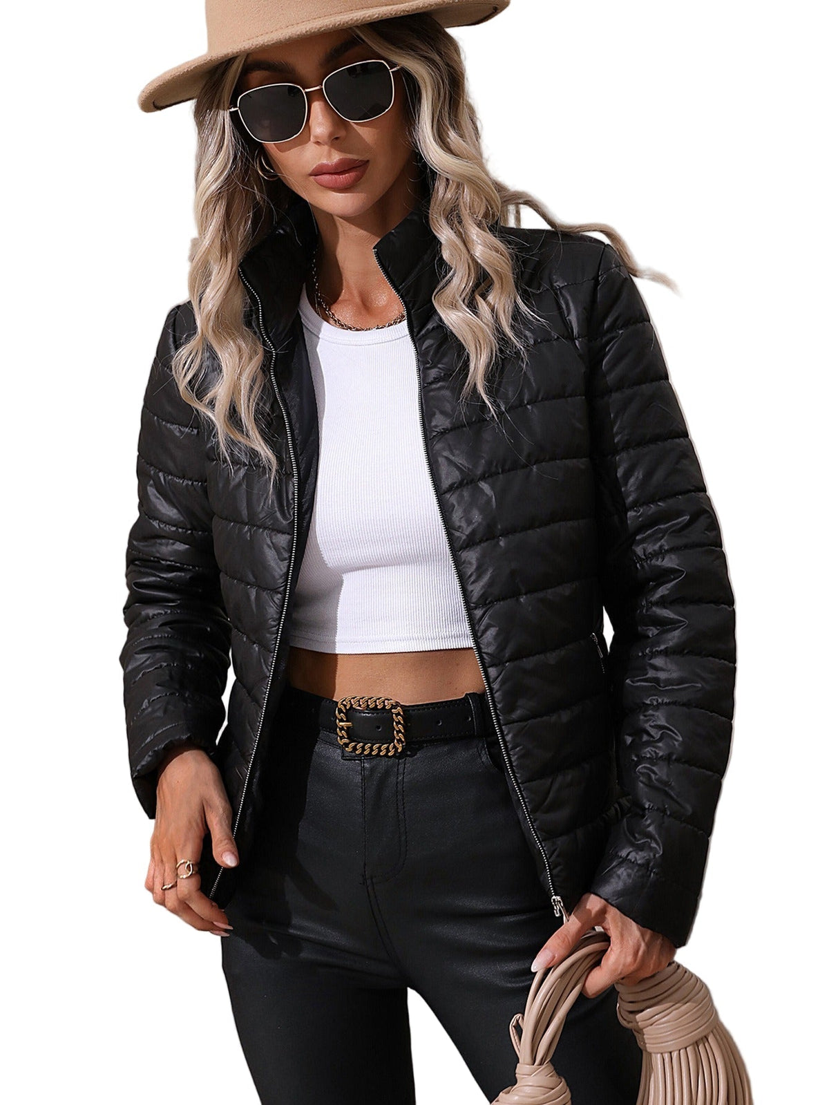 Women's Water-Repellent Hip-Length Quilted Jacket with Streamlined Fit