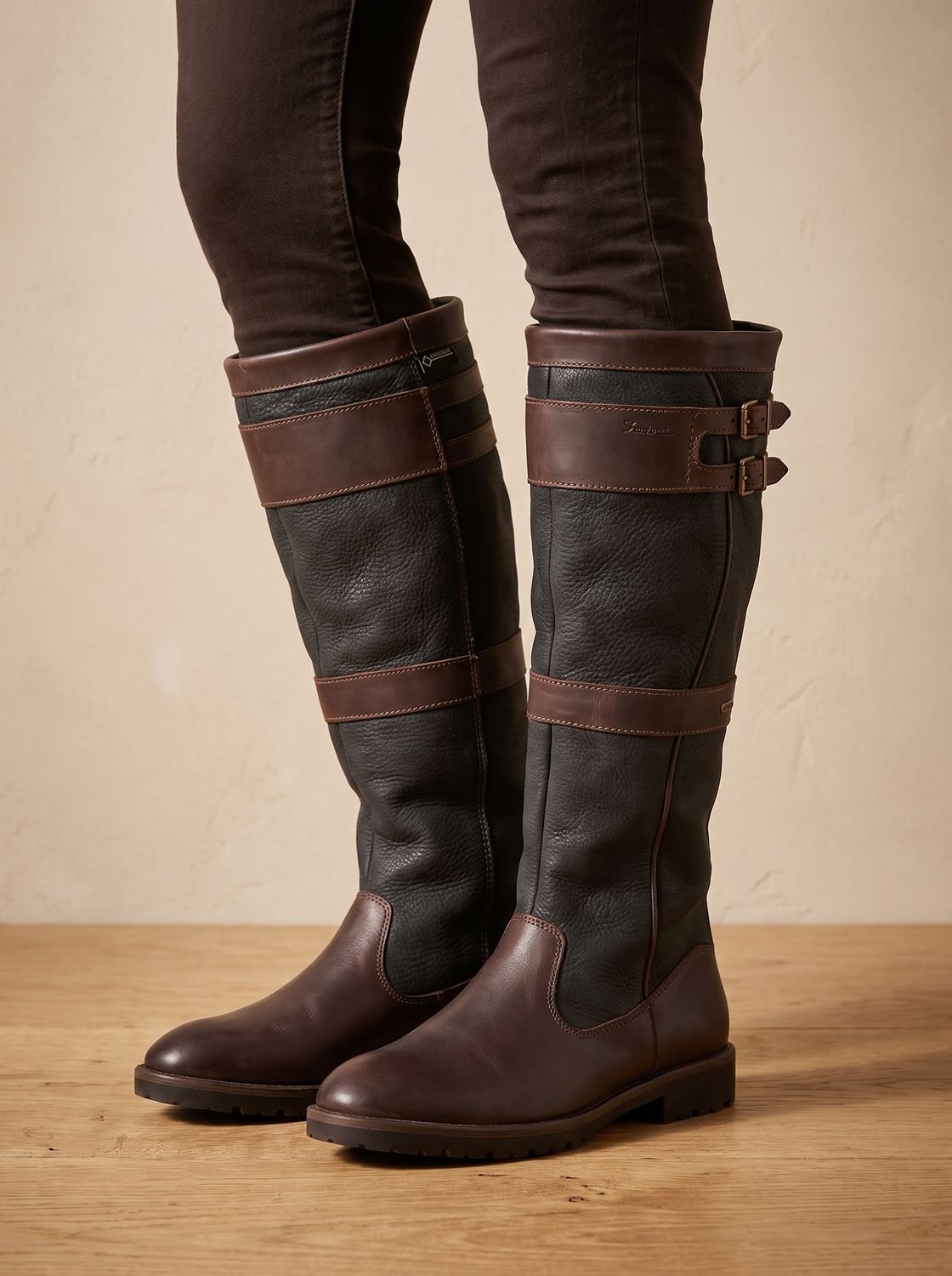 Women's Waterproof Double-Buckle Knee-High Pull-On Boots